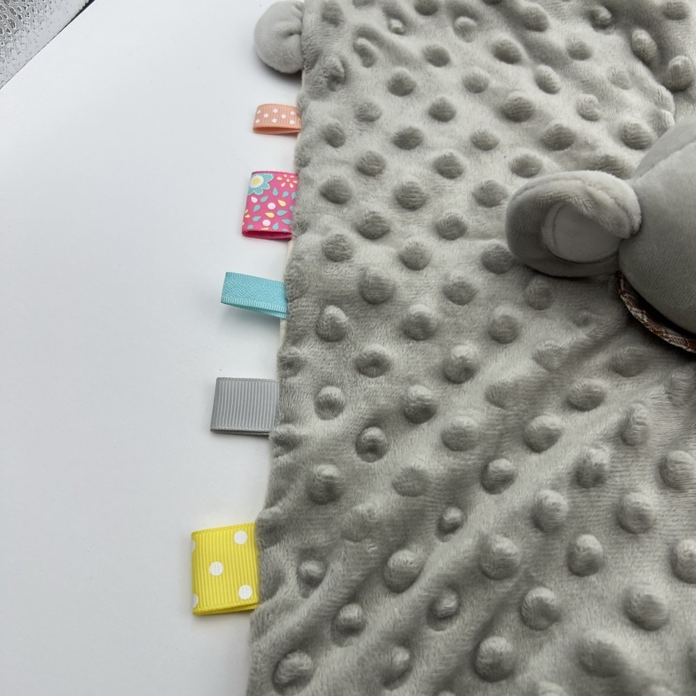 JellyBean Elephant Gray Lovey Security Blanket Minky Crinkle Teether ribbon loop - Picture 4 of 10